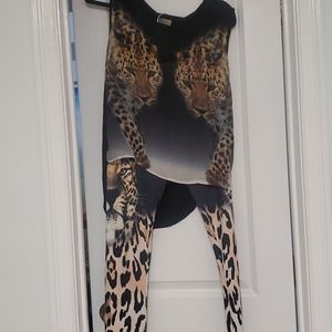 Cheetah set leggings with matching top s
